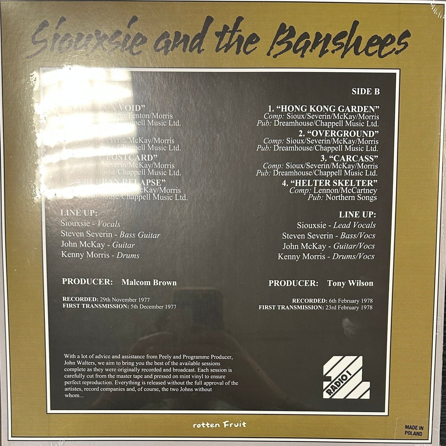 Siouxsie & The Banshees – THE PEEL SESSIONS 1977-78 Vinyl LP Record *Unofficial Release*
