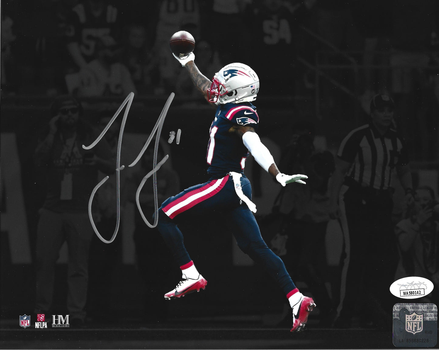 Jonathan Jones Interception Return New England Patriots Autographed 16" x 20" Football Photo