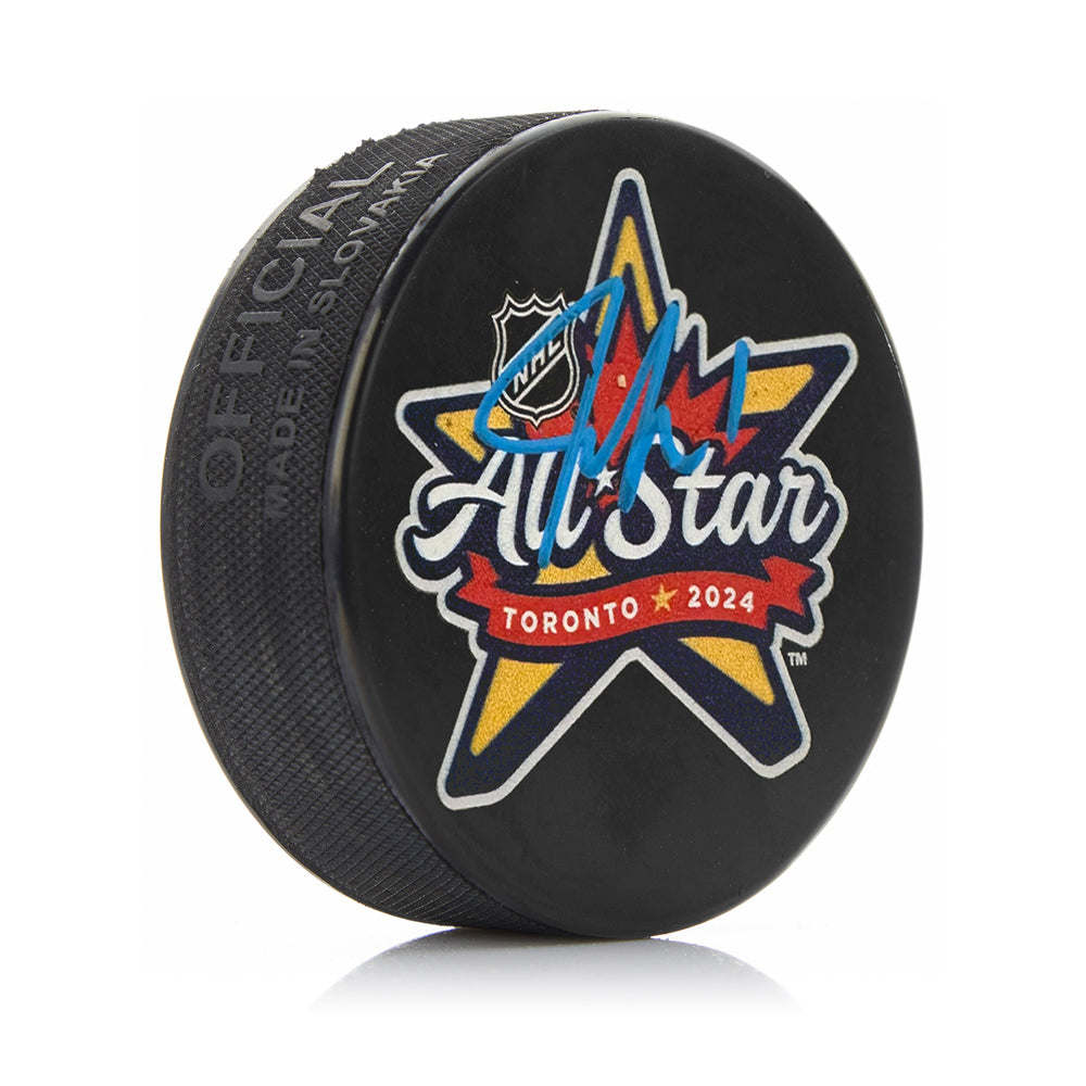 Jeremy Swayman Boston Bruins Autographed 2024 NHL All-Star Game Logo Puck