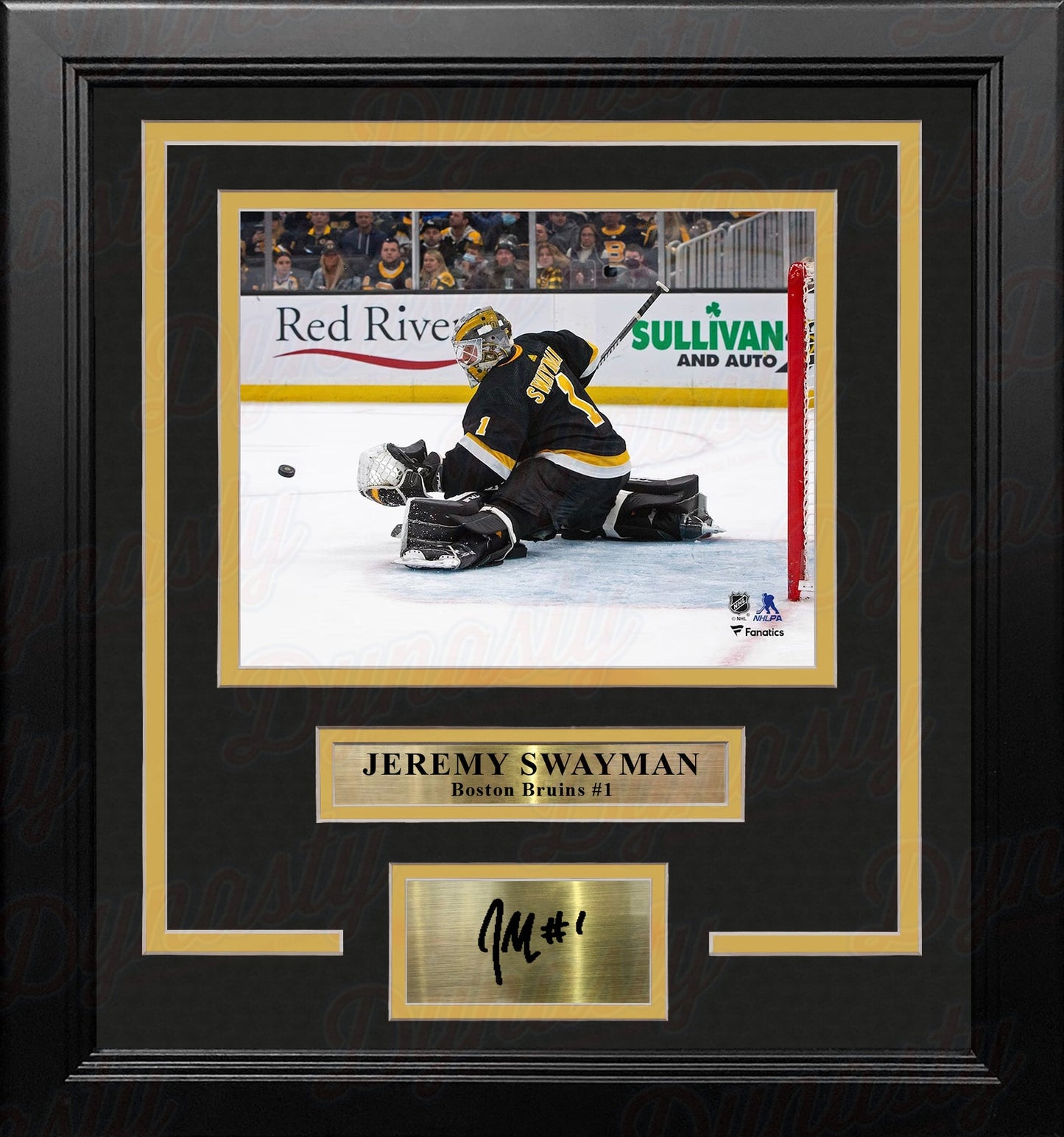 Jeremy Swayman in Action Boston Bruins 8" x 10" Framed Hockey Photo with Engraved Autograph