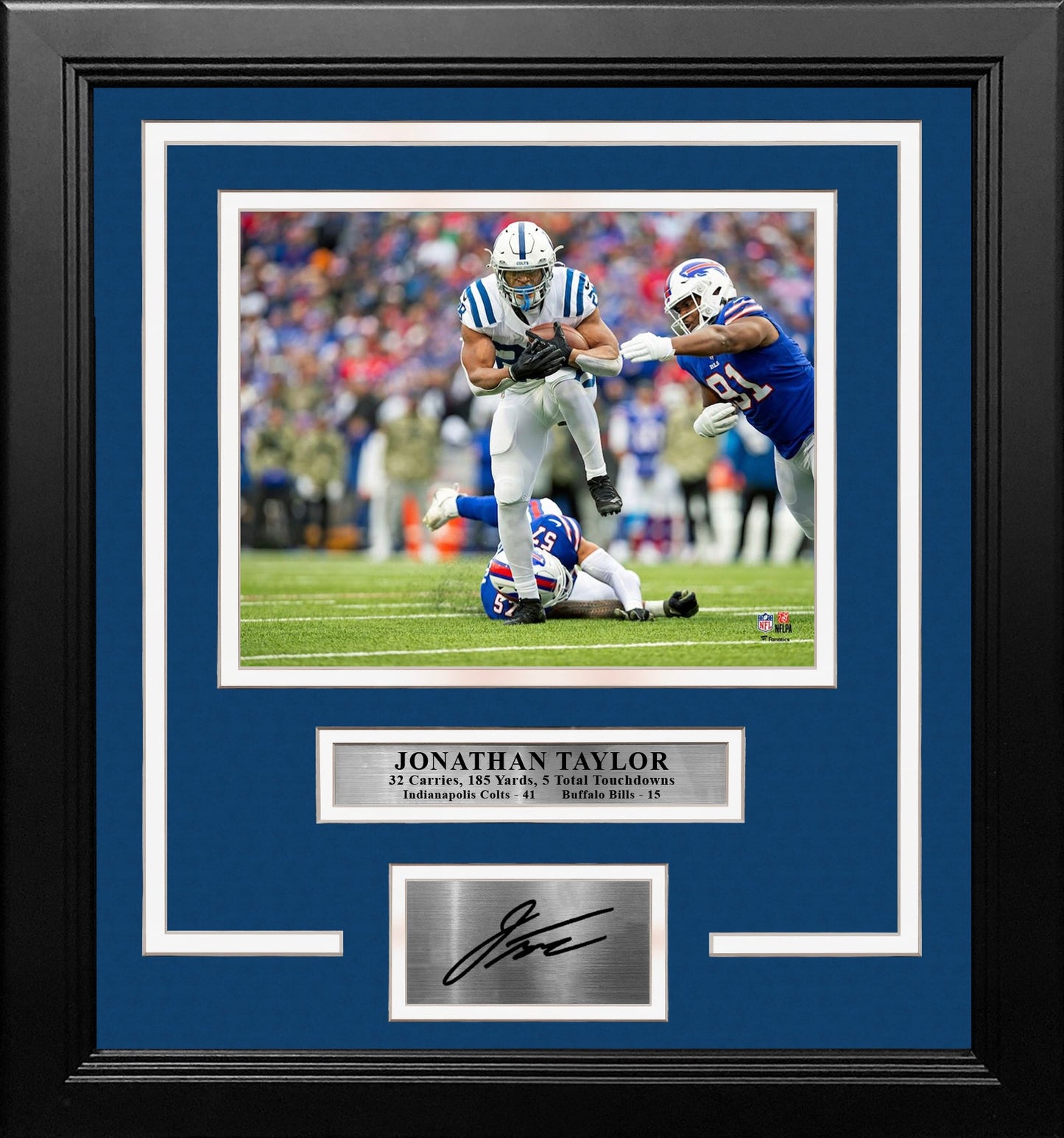 Jonathan Taylor 5 Touchdown Game Indianapolis Colts 8" x 10" Framed Football Photo with Engraved Autograph