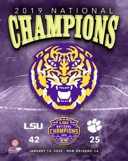 LSU Tigers 2019 National Champions Logo & Score 8" x 10" College Football Photo