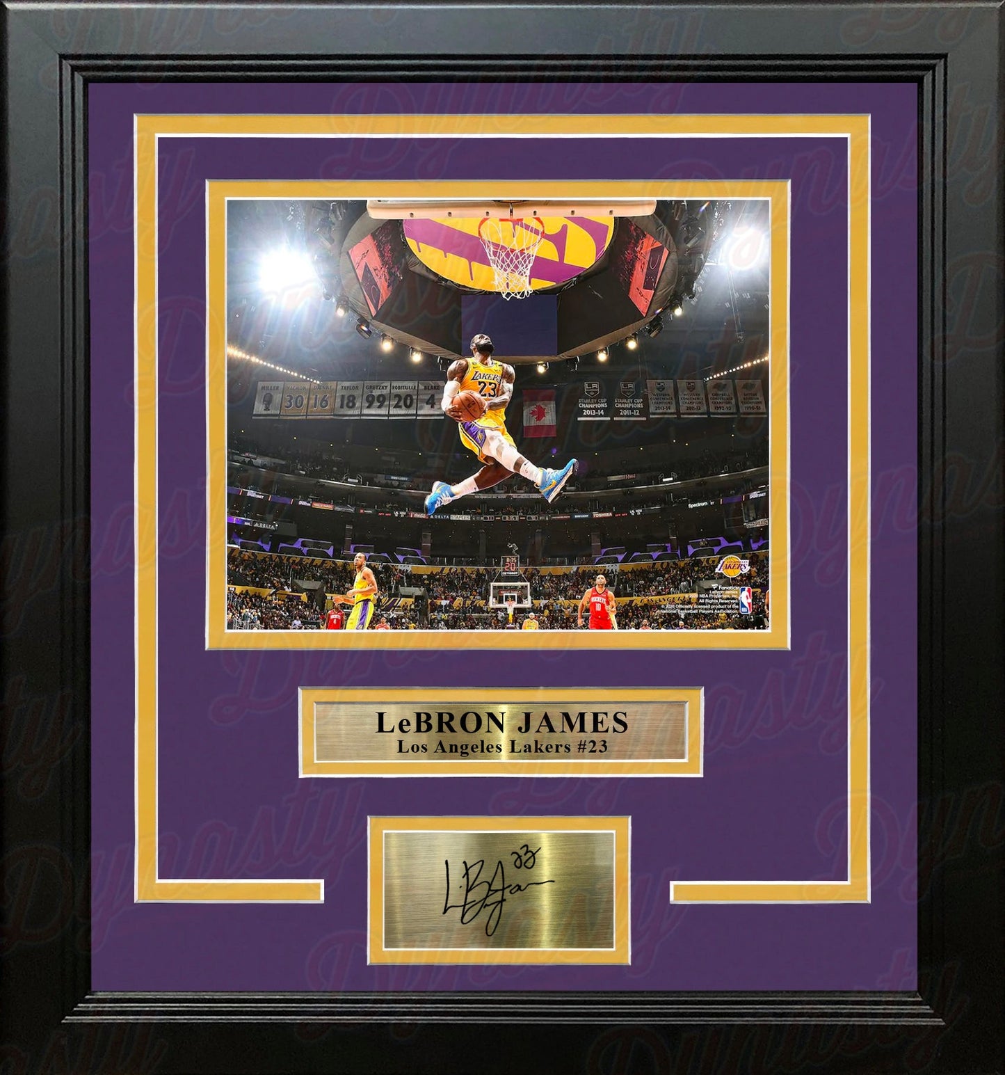 LeBron James Aerial Dunk Los Angeles Lakers 8" x 10" Framed Basketball Photo with Engraved Autograph