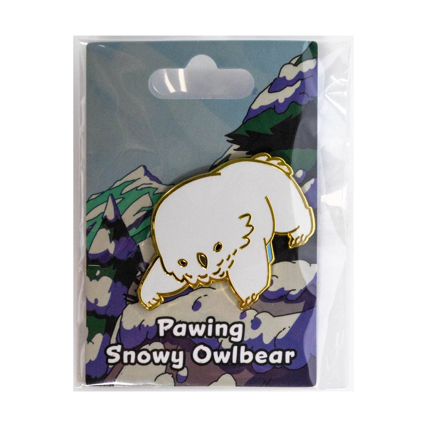 Baby Bestiary: Snowy Owlbear Enamel Pin - Pawing