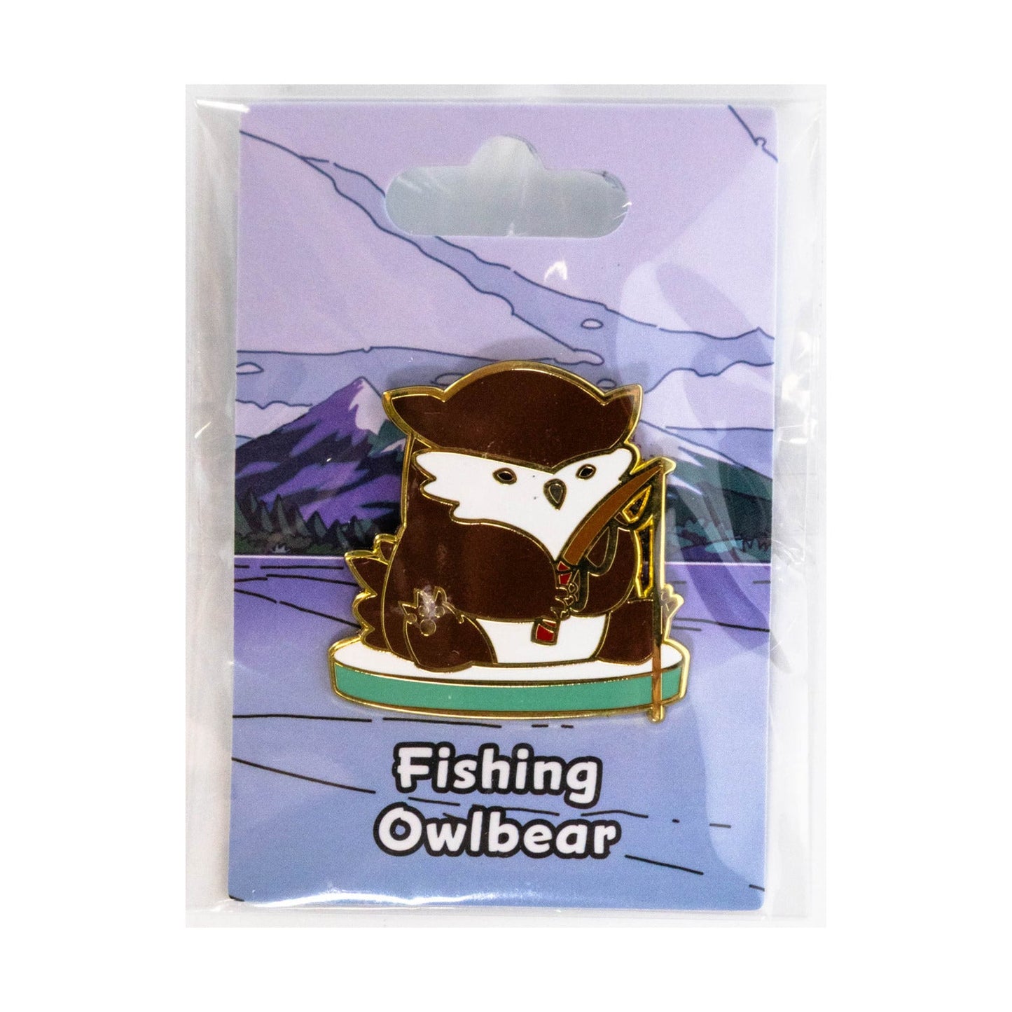 Baby Bestiary: Owlbear Enamel Pin - Fishing