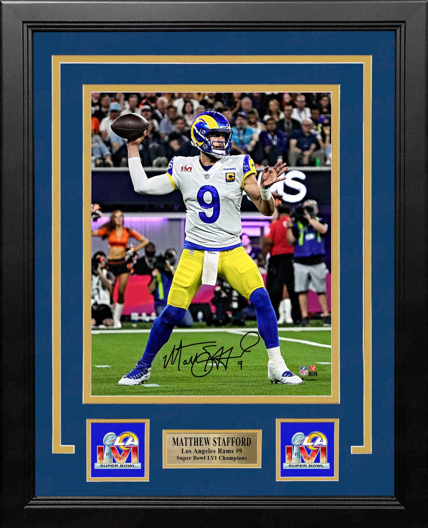 Matthew Stafford Super Bowl LVI Action Los Angeles Rams Autographed Framed Football Photo
