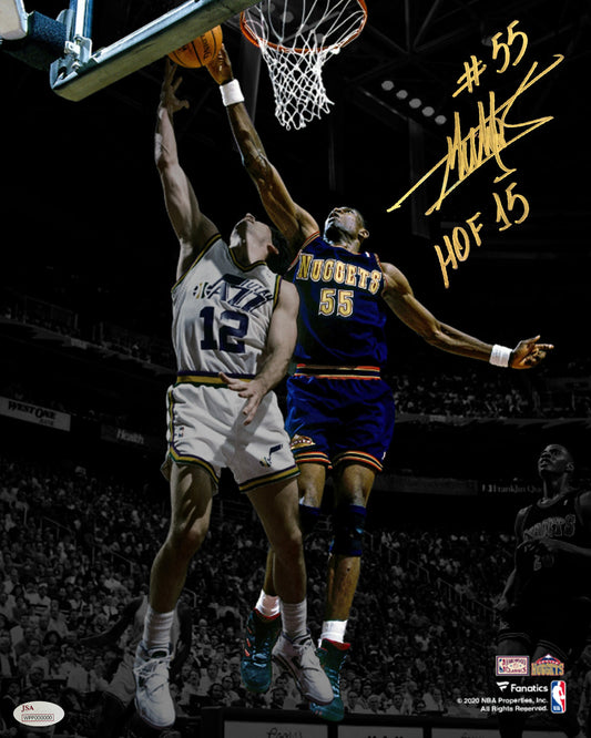 Dikembe Mutombo Denver Nuggets Autographed 11x14 Basketball Photo Inscribed Hall of Fame: Gold Ink