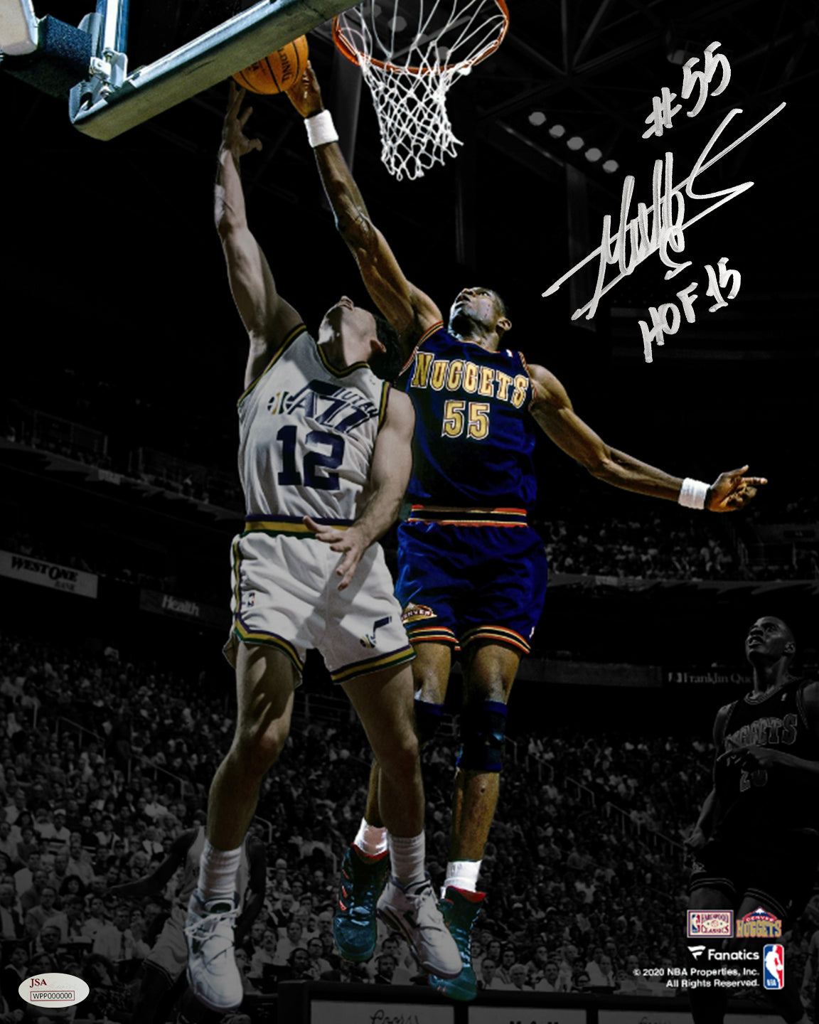 Dikembe Mutombo Denver Nuggets Autographed 11x14 Basketball Photo Inscribed Hall of Fame: Silver Ink
