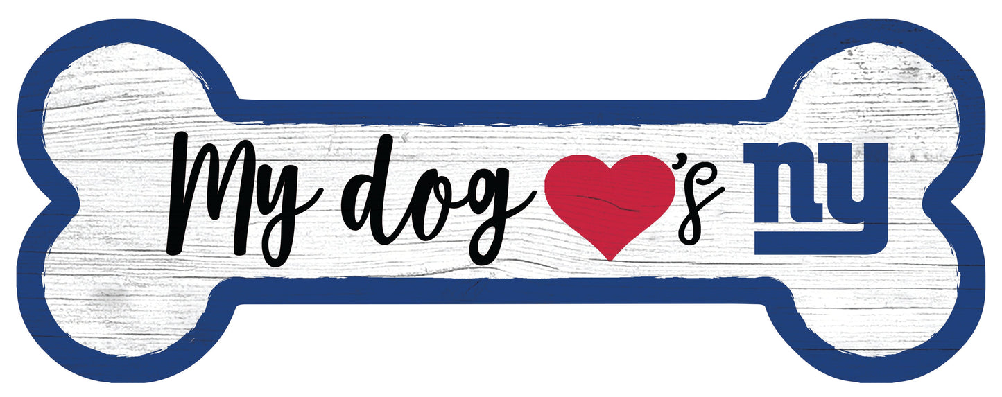New York Giants Football Dog Bone White Wooden Sign
