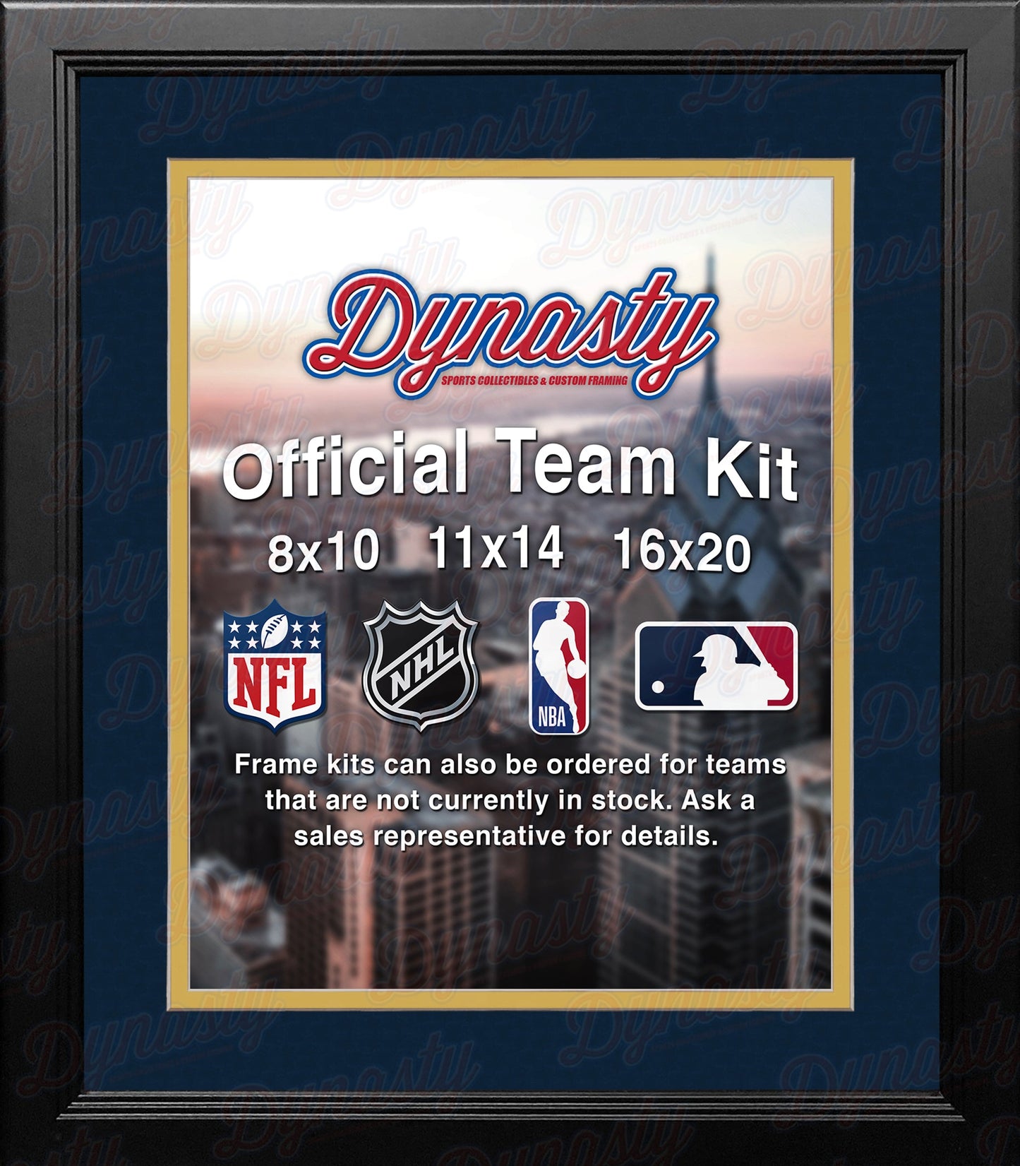 NHL Hockey Photo Picture Frame Kit - Atlanta Thrashers (Navy Matting, Yellow Trim)