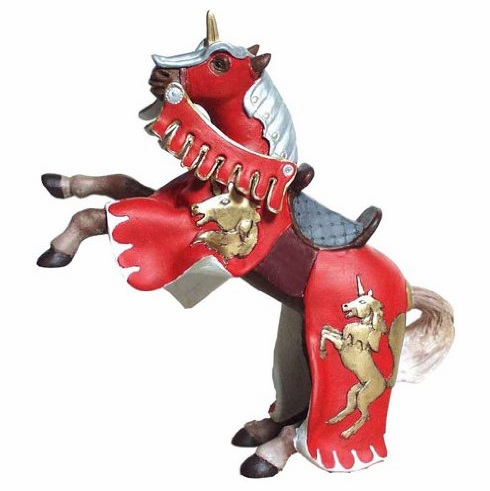 Papo France: Medieval - Reared Up Horse with Unicorn - Red