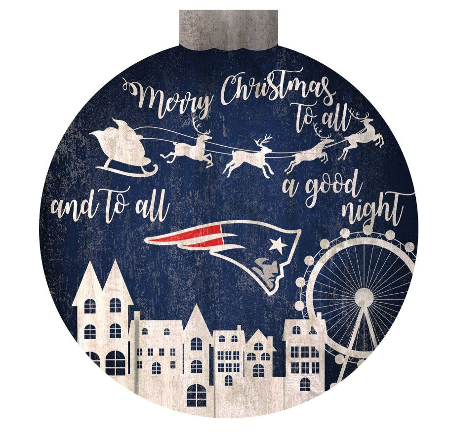 New England Patriots 12" Christmas Village Wall Art Wood Sign
