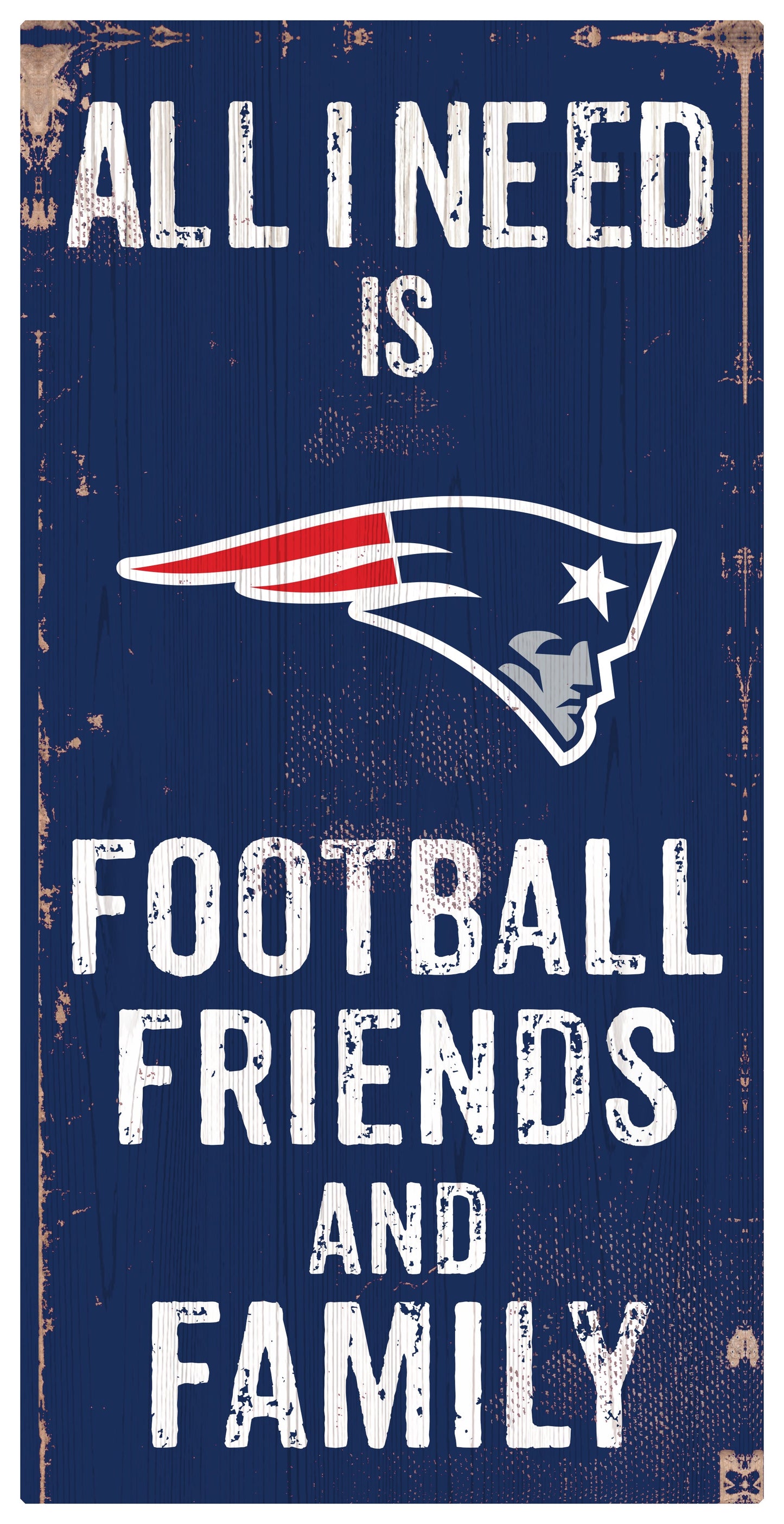 New England Patriots Football, Friends, & Family Wood Sign