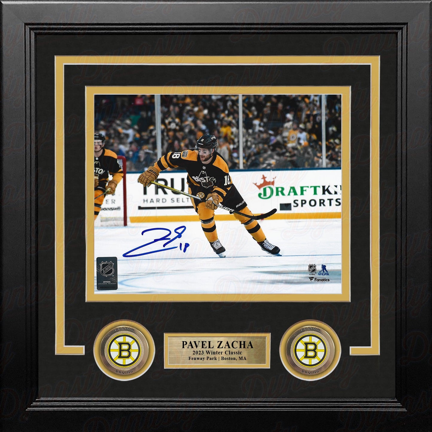 Pavel Zacha 2023 Winter Classic Action Boston Bruins Autographed 8" x 10" Framed Hockey Photo