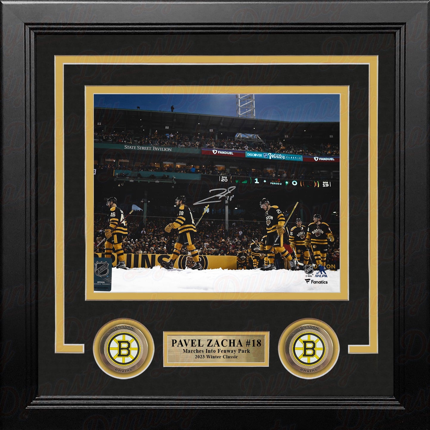 Pavel Zacha 2023 Winter Classic Entrance Boston Bruins Autographed 8" x 10" Framed Hockey Photo