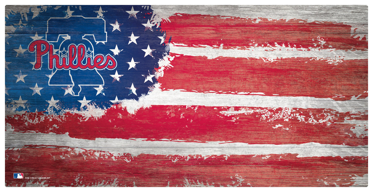 Philadelphia Phillies Team Flag Wooden Sign