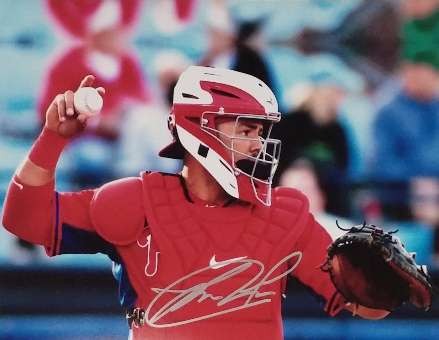 Jorge Alfaro Mask Autographed Philadelphia Phillies Baseball Photo
