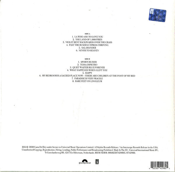 Lana Del Rey - Violet Bent Backwards Over The Grass Vinyl LP Record