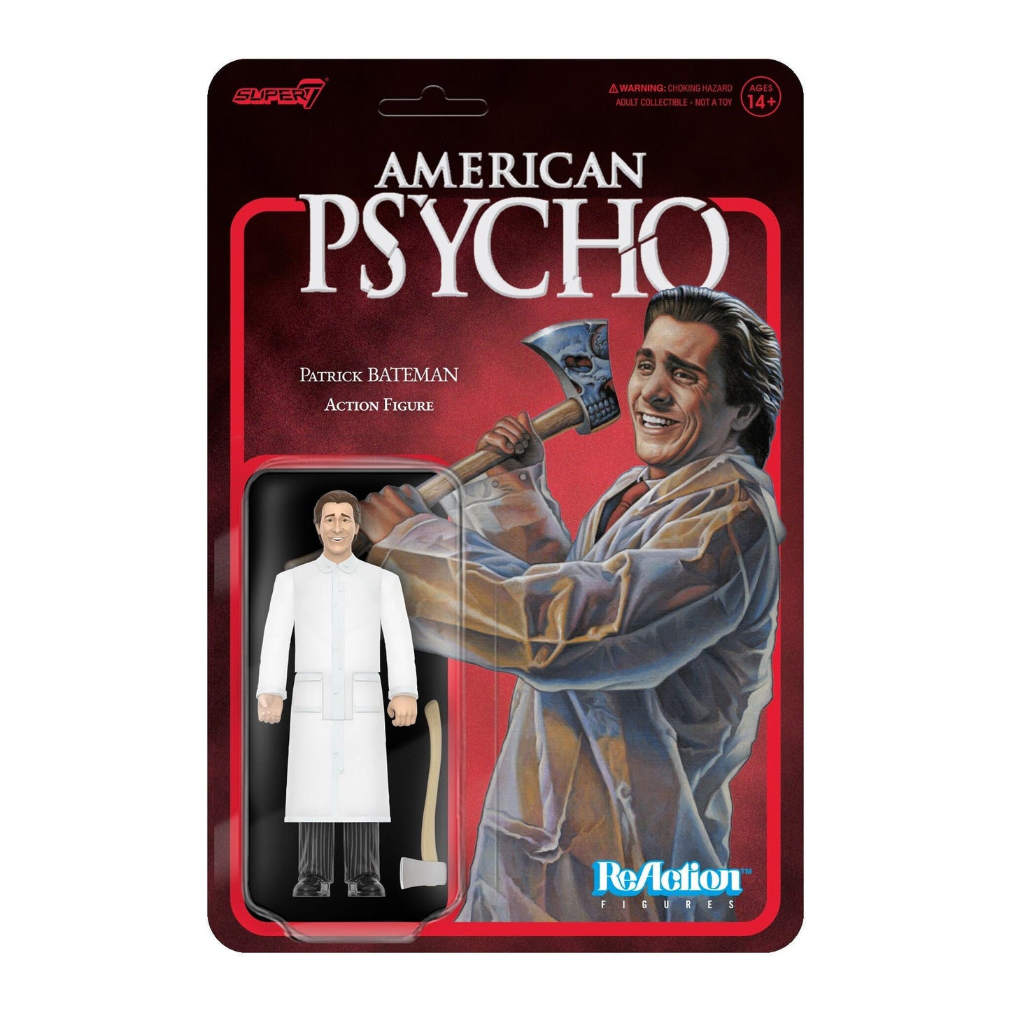 Super7 x AMERICAN PSYCHO - PATRICK BATEMAN - RAINCOAT ReAction Figure