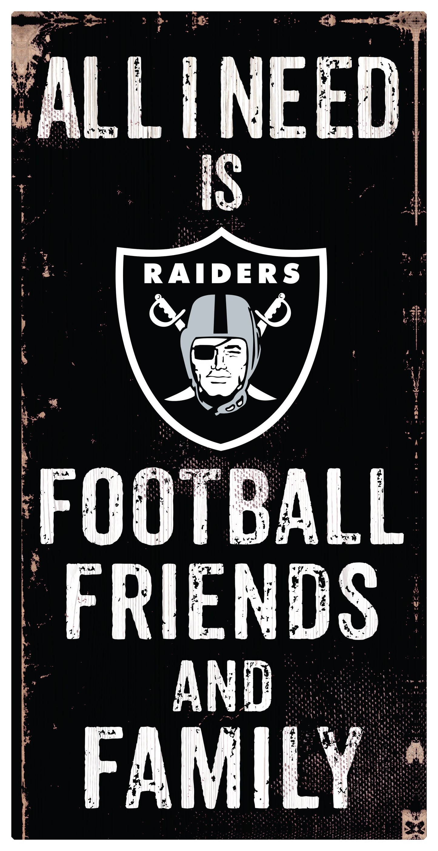 Las Vegas Raiders Football, Friends, & Family Wood Sign