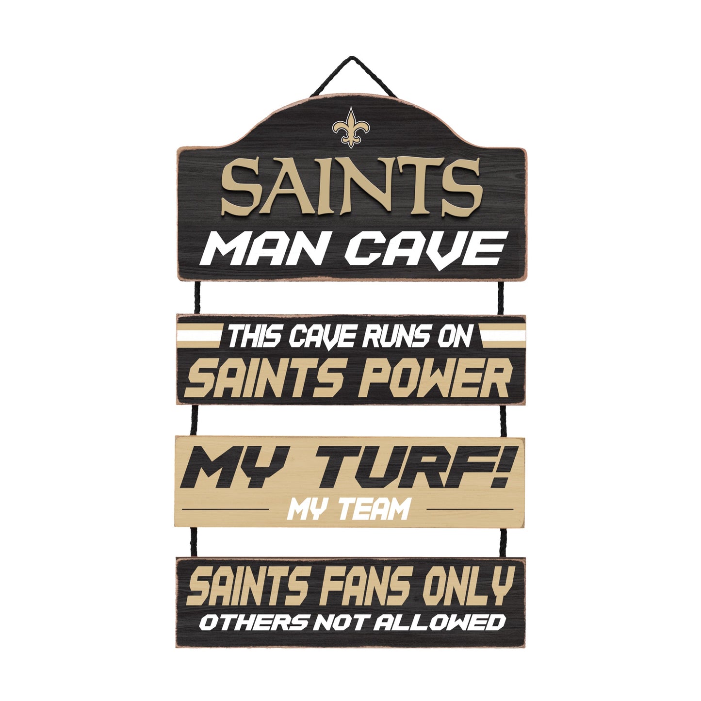 New Orleans Saints Wooden Man Cave Dangle Sign