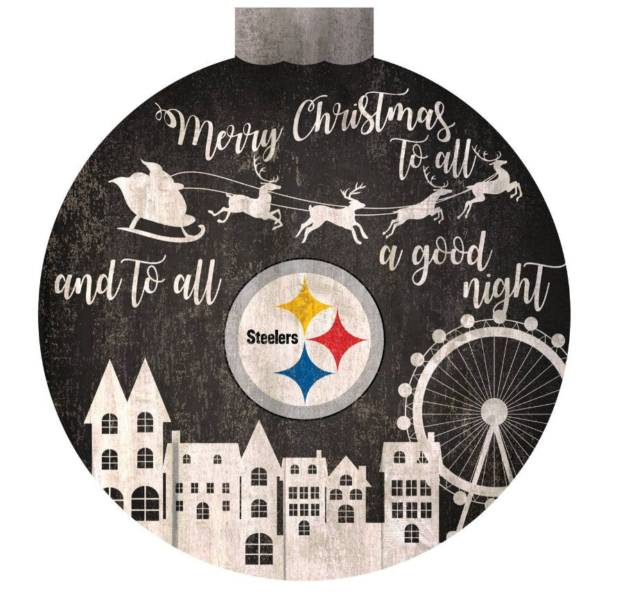 Pittsburgh Steelers 12" Christmas Village Wall Art Wood Sign