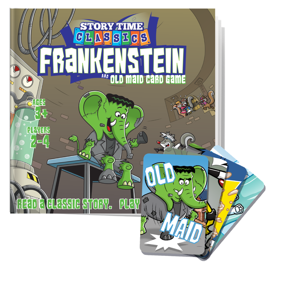 Story Time Classics: Frankenstein and Old Maid Card Game 2-in-1 Playset