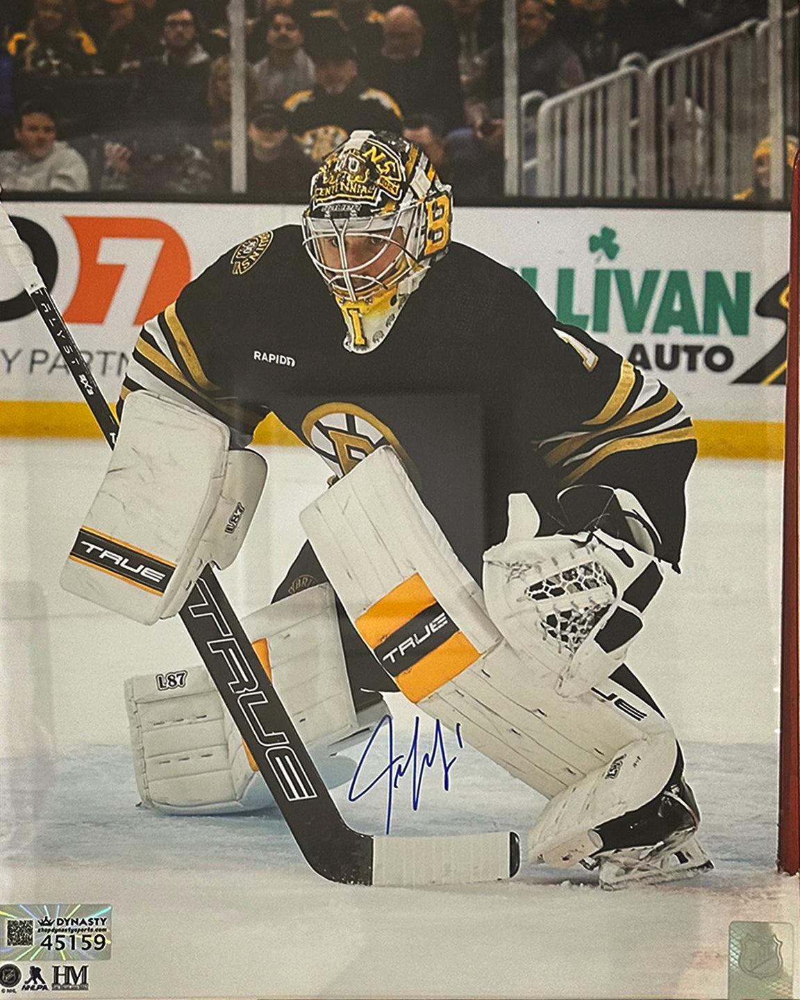 Jeremy Swayman in Goal Boston Bruins Autographed 11" x 14" Hockey Photo