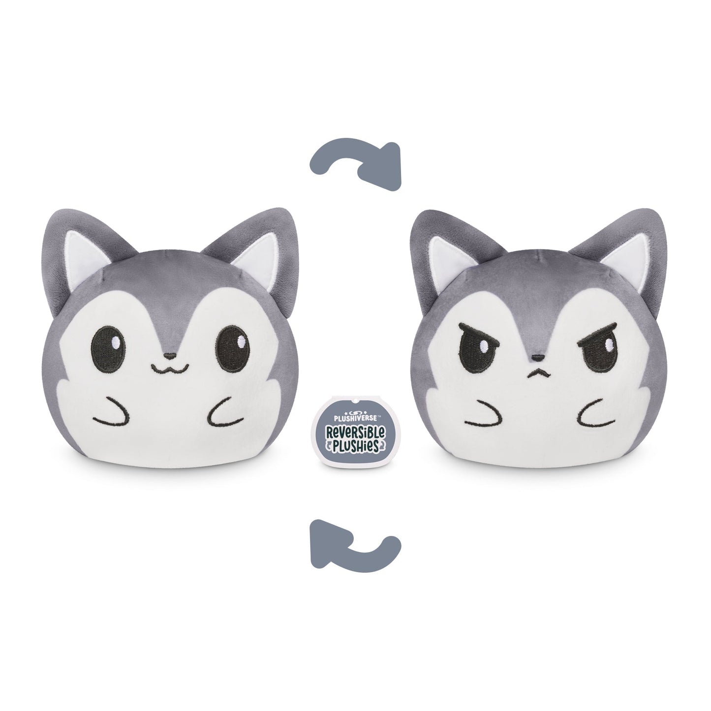 TeeTurtle Reversible Plushie: Kawaii Cuties - Fierce Wolf - 4"