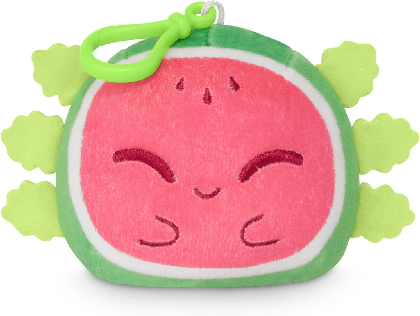 TeeTurtle Reversible Plushies Keychain: Watermelon Axolotl
