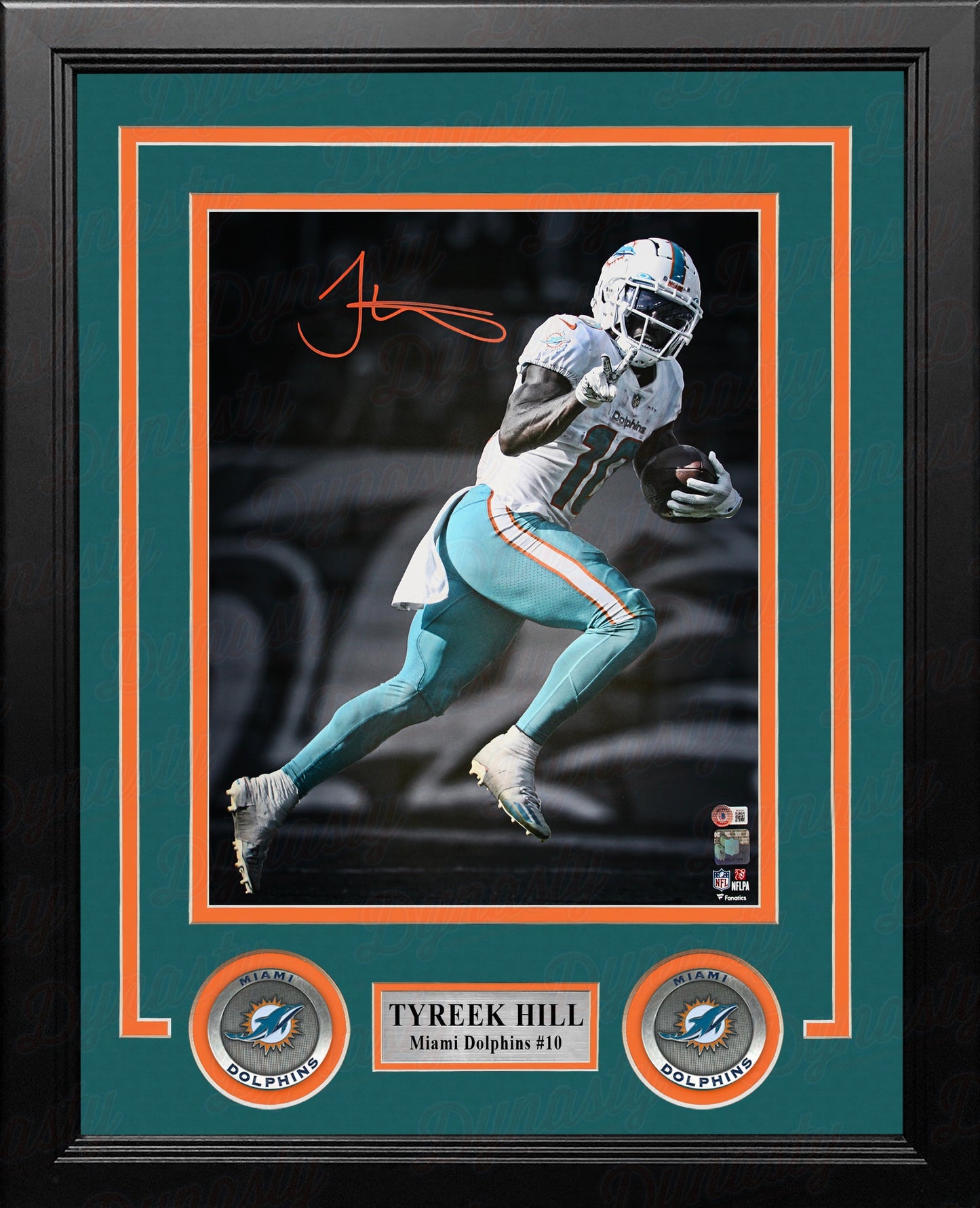 Tyreek Hill Blackout Action Miami Dolphins Autographed Framed Football Photo