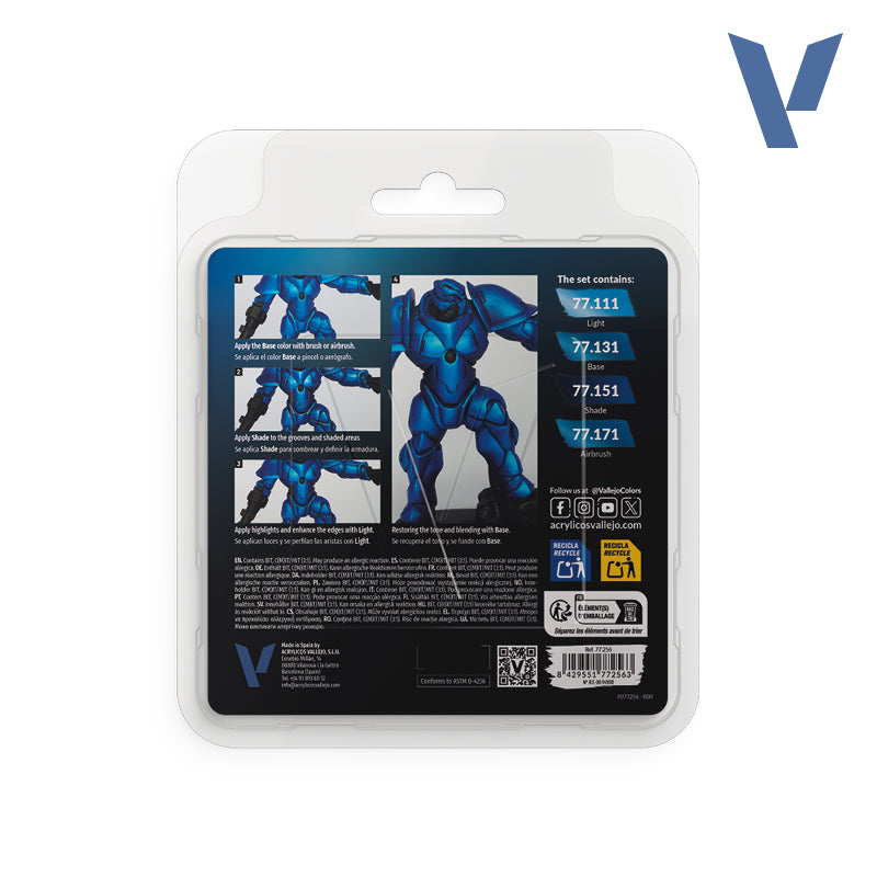 Vallejo True Metallic Metal: Paint Set - Sapphire Blue (4)