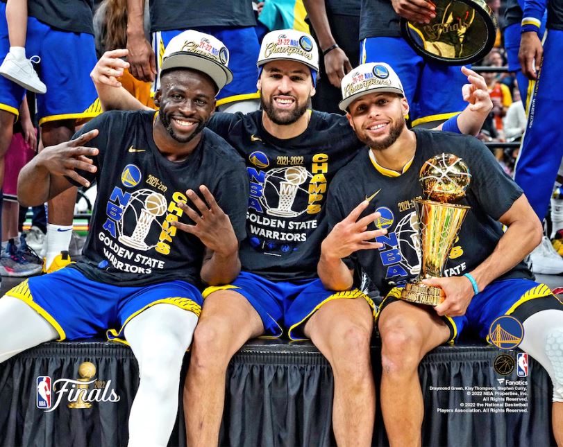 Draymond Green, Klay Thompson, & Steph Curry Golden State Warriors 2022 NBA Champions 8" x 10" Photo