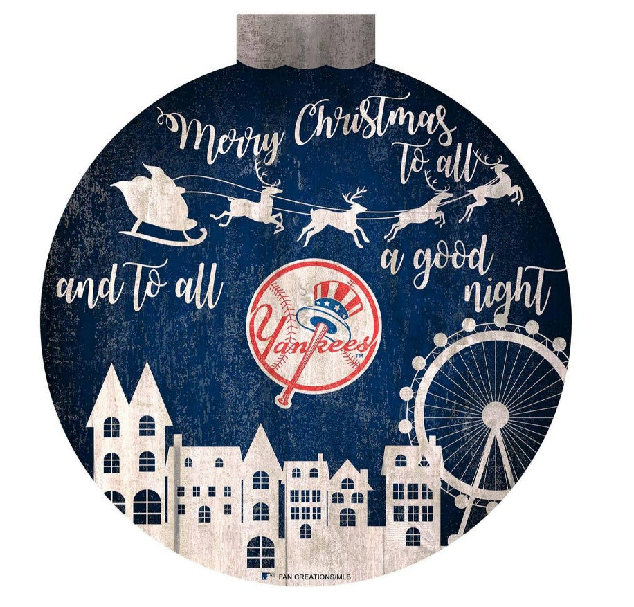 New York Yankees 12" Christmas Village Wall Art Wood Sign