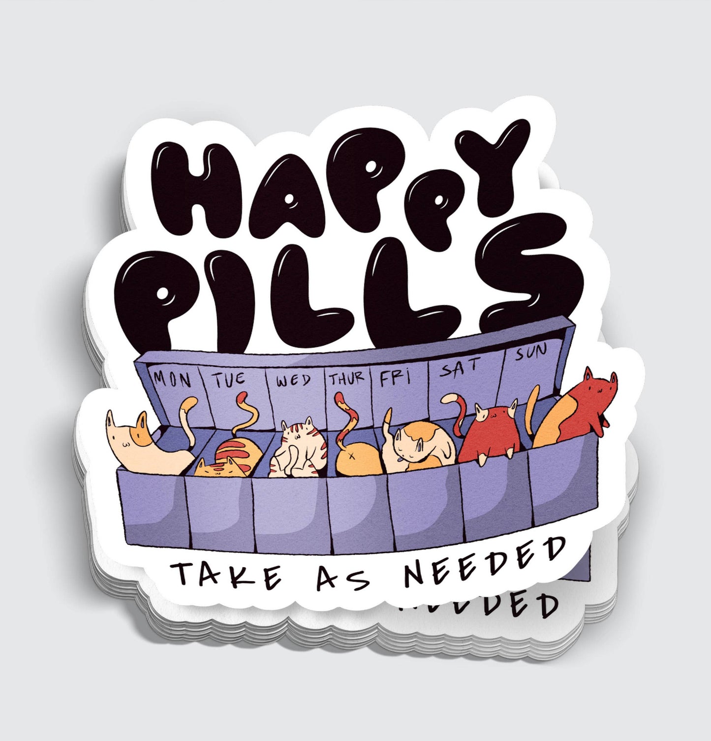 Happy Pills Cat Animal Sticker - 3"