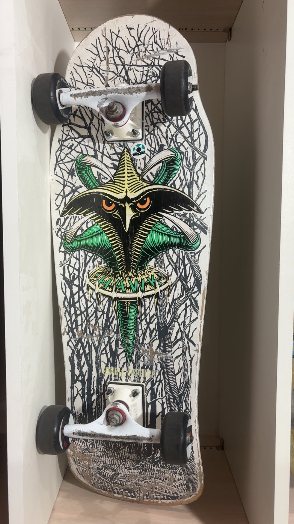 スケートボード POWELL PERALTA - tony hawk Lsize Powell Peralta Tony Hawk Claw White Original 80s USED Complete