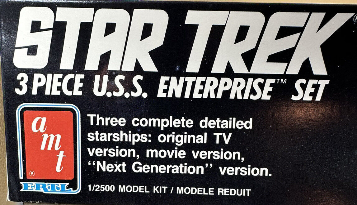 AMT ERTL STAR TREK 3 Piece U.S.S. Enterprise Set 6618 1:2500 Scale Plastic Model