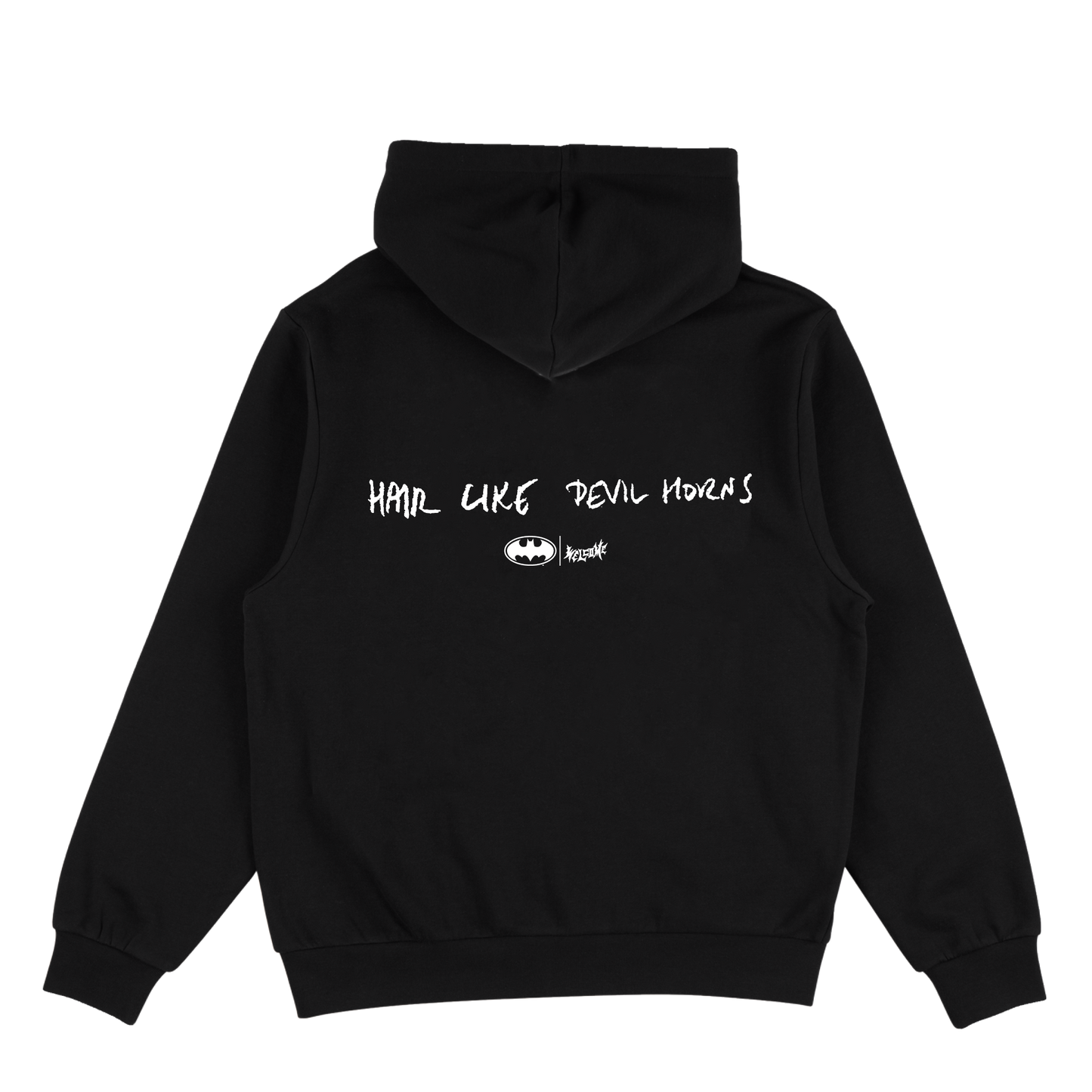WELCOME X BATMAN DEVIL HORNS HOODED SWEATSHIRT