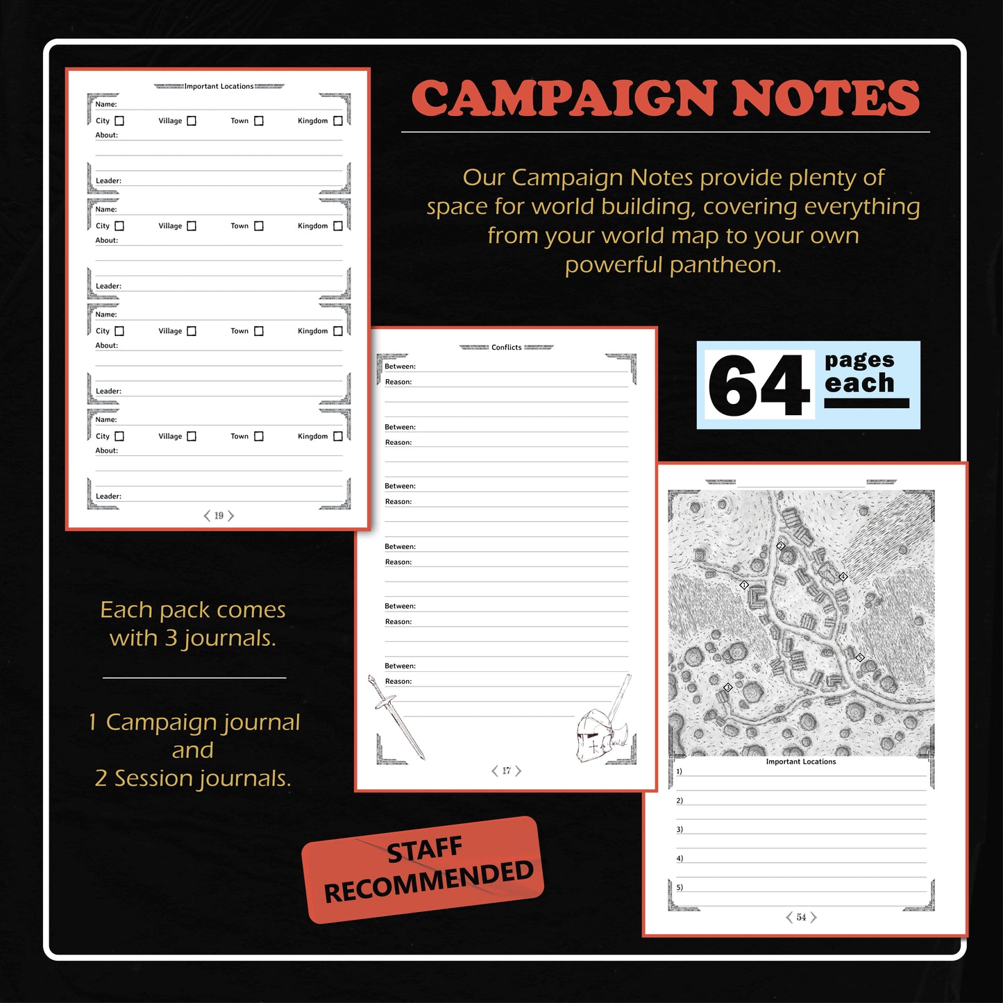 Dungeon Notes D&D 5E DM's Journals 3 Pack
