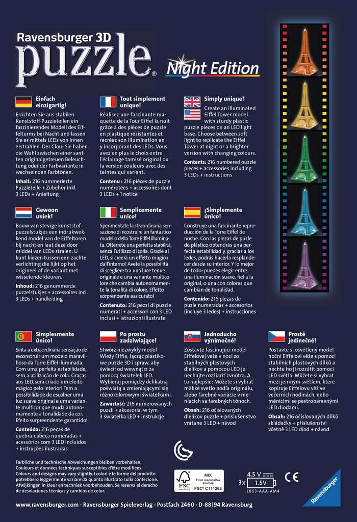 Puzzle: 3D Puzzle - Eiffel Tower Night Edition