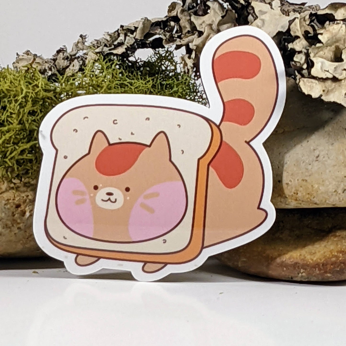 Cute Cat Toast Food Inspired Sticker - 2.5"