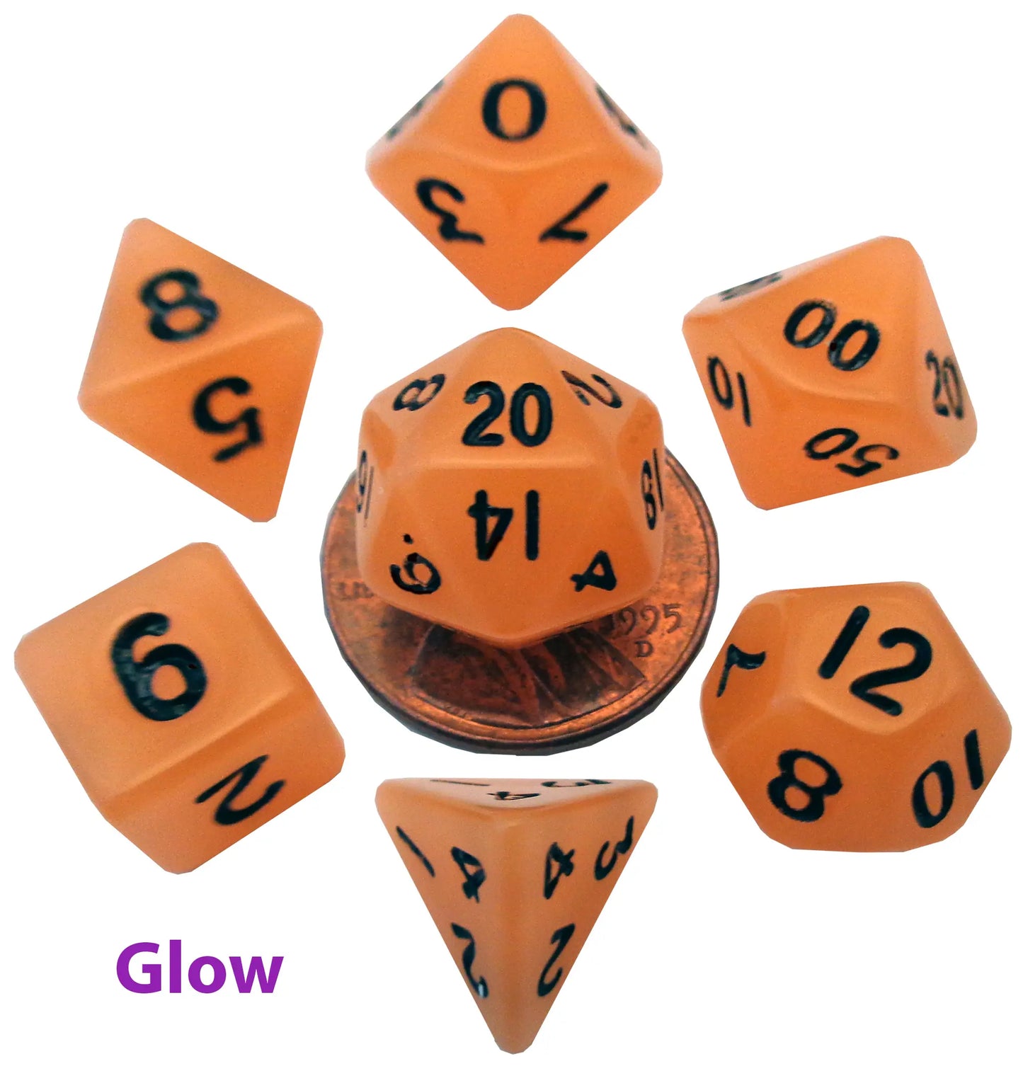10mm Mini Acrylic Polyhedral Set Glow Orange