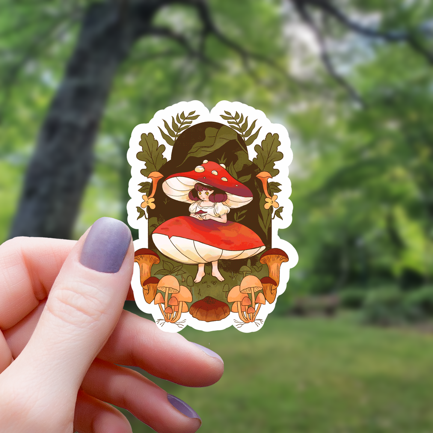 Mushroom Forest Fairy Sticker - 3"