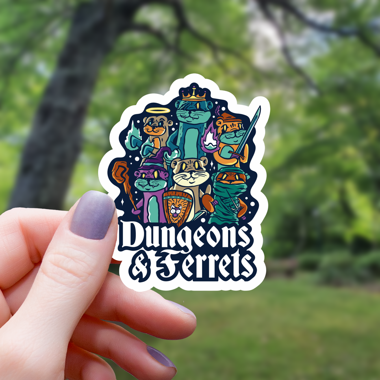 Dungeons and Ferrets Tabletop RPG Sticker - 3"