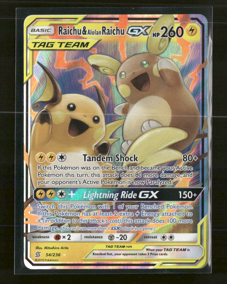 SM - Unified Minds Raichu & Alolan Raichu GX #54/236