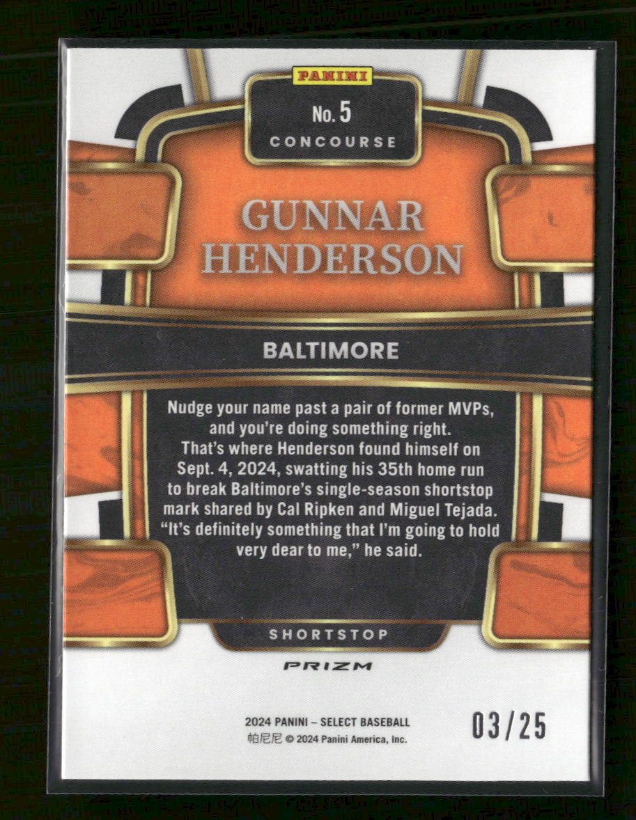 2024 Panini Select Tie-Dye Prizms Gunnar Henderson #/25 #5