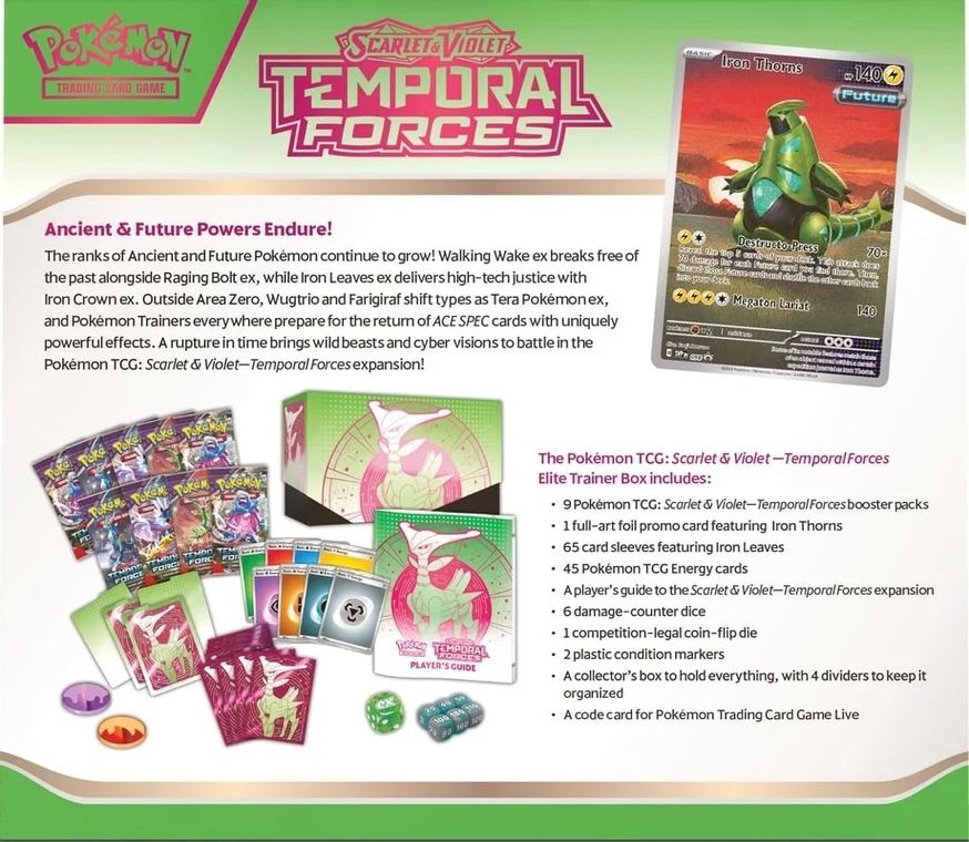 Pokemon: Scarlet & Violet - Temporal Forces Elite Trainer Box - Iron Leaves