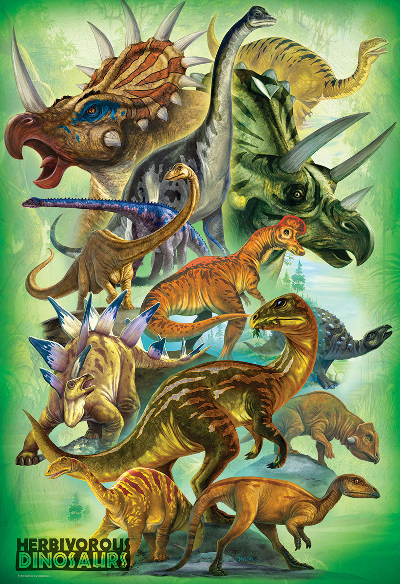 Puzzle: Natural History Charts - Herbivorous Dinosaurs