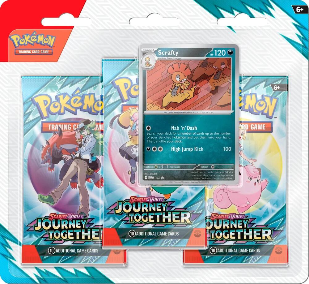 Pokemon: Scarlet & Violet - Journey Together 3-Booster Blister Pack - Scrafty