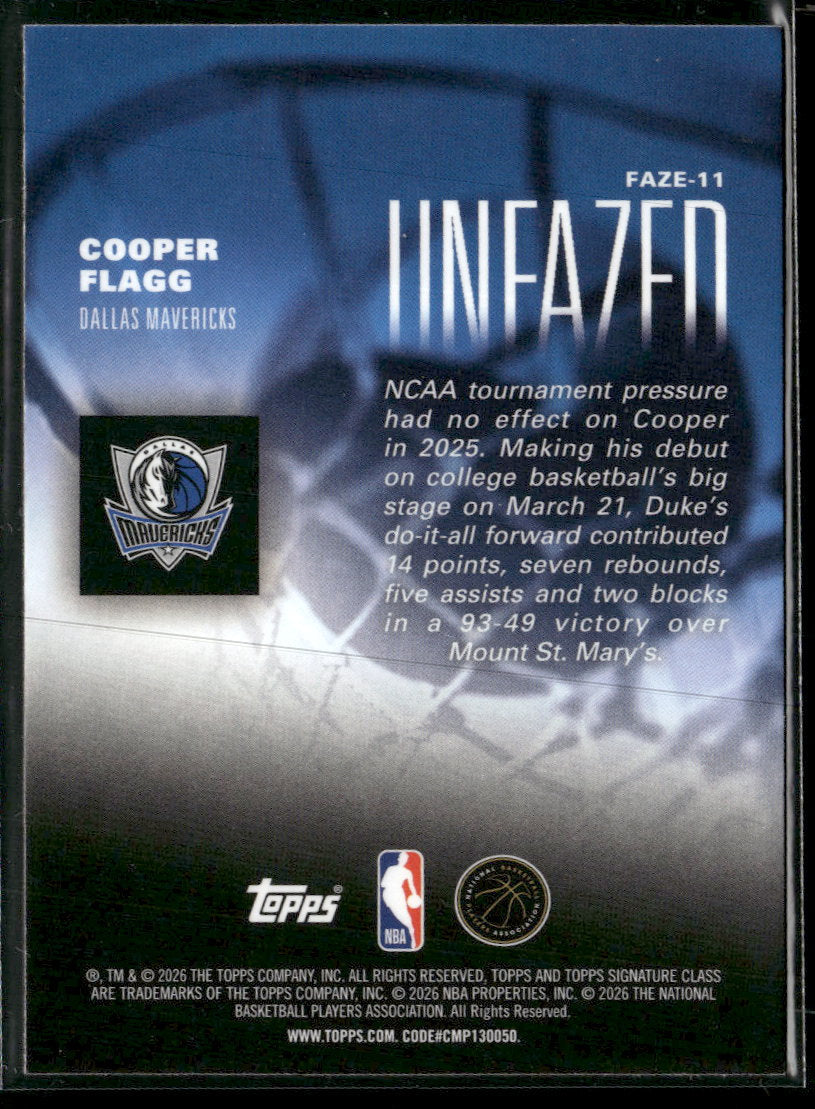 2025-26 Topps Signature Class Unfazed Cooper Flagg #FAZE-11